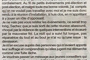 LETTRE EXPLICATIVE DU CONSEILLER MUNICIPAL DEMISSIONNAIRE JEAN LESURE