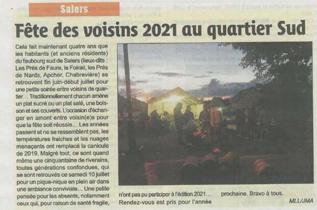 FETE DES VOISINS 2021 AU QUARTIER SUD