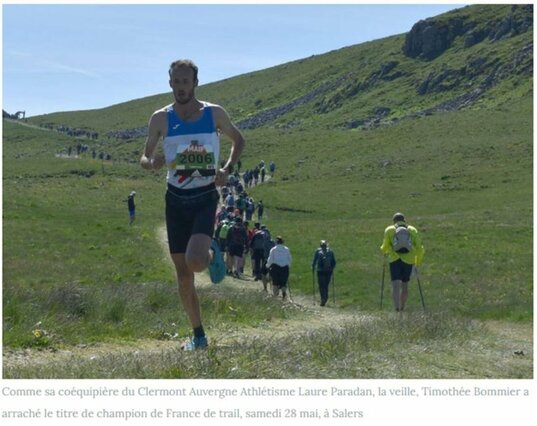 LE CLERMONTOIS TIMOTHEE BOMMIER CHAMPION DE FRANCE DE TRAIL COURT A SALERS SUR UNE PASTOURELLE RECORD