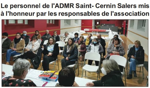 LE PERSONNEL DE L'ADMR ST-CERNIN SALERS MIS A L'HONNEUR PAR LES RESPONSABLES DE L'ASSOCIATION