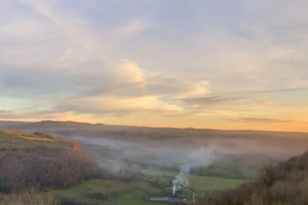 Salers, coucher de soleil sur l